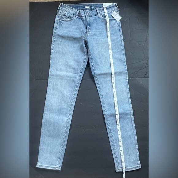Old Navy Women's Sz 4 MidRise Rockstar Super Skinny Jeans Stretch Light Blue - Picture 8 of 12